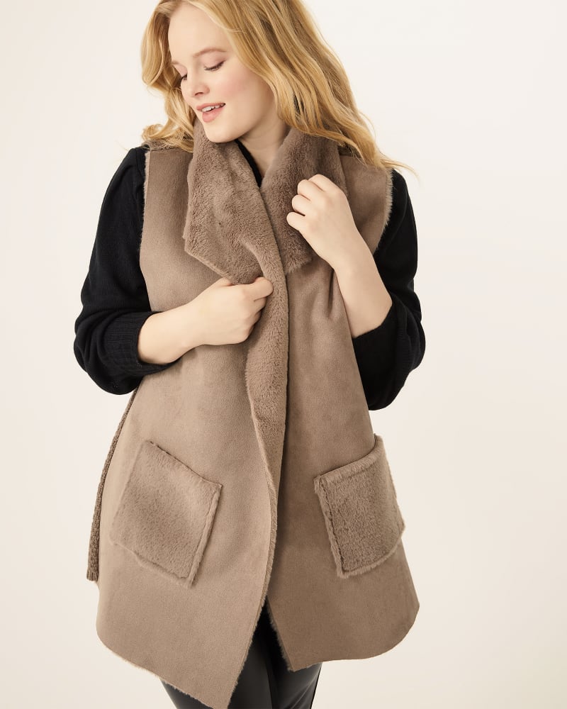 Front of plus size Mabel Faux-Faur Vest by Love Token | Dia&Co | dia_product_style_image_id:175326